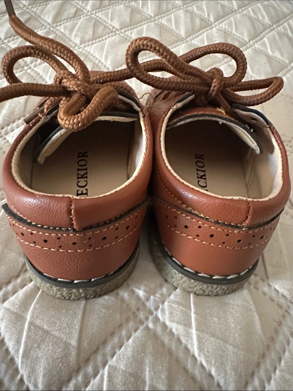 Toddler Tan Brogue Lace-Up Dress Shoes